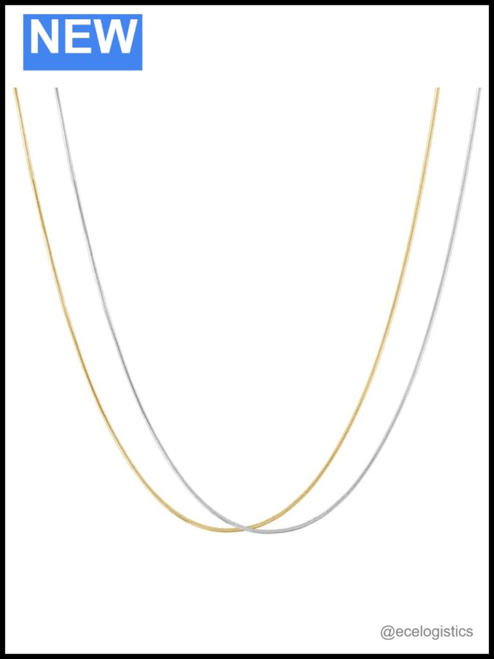 24k Gold & Sterling Silver Snake Chain Necklace Bundle 18"